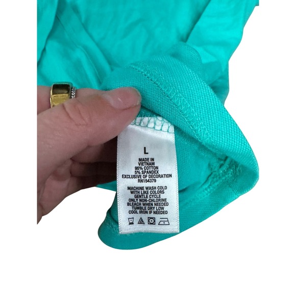 Aeropostale Polo Shirt Size Large Turquoise Pink A87 Short Sleeve Top - Picture 5 of 6